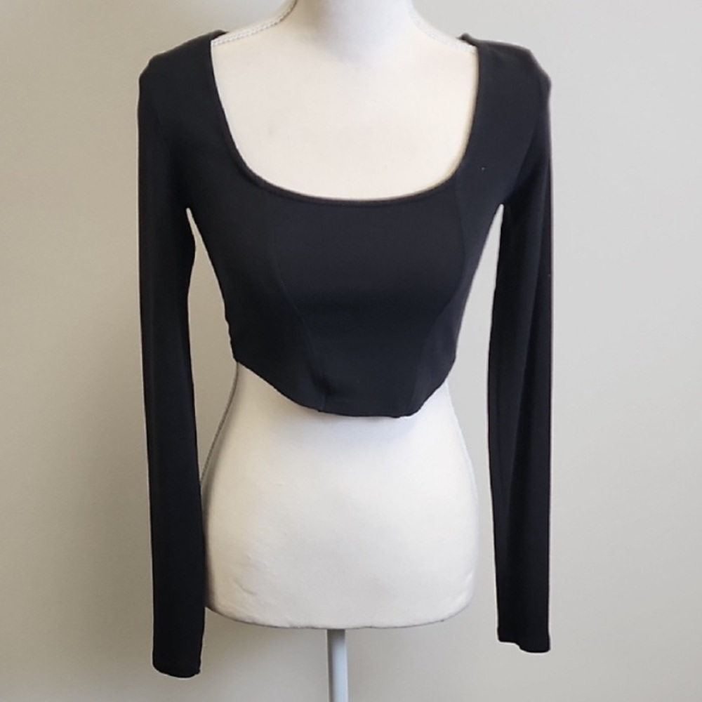 Garage Black Square Neck Crop Top